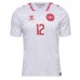 Camiseta Dinamarca Kasper Dolberg #12 Segunda Equipación Replica Eurocopa 2024 mangas cortas